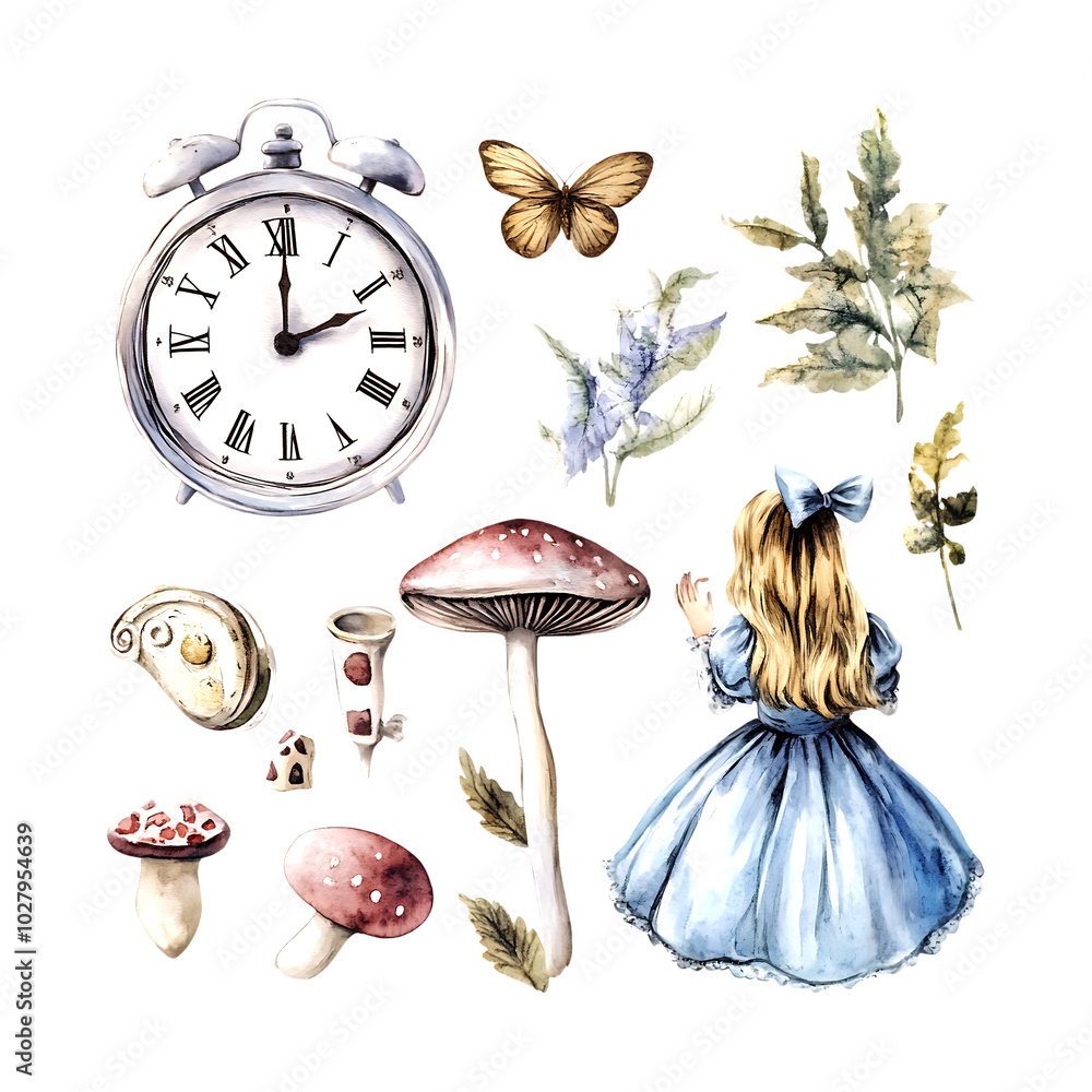 Magical Alice in Wonderland watercolor illustrations featuring ...