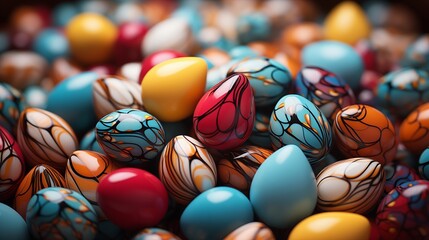 Wall Mural - A Rainbow of Easter Eggs: Full Color and Top View