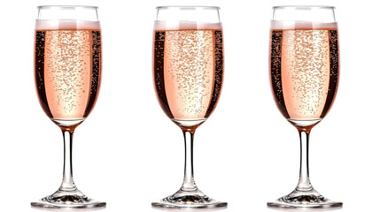 Champagne Glasses With Sparkling Rosé on White Generative AI