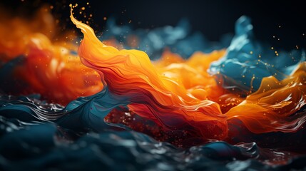 Wall Mural - Abstract orange and blue splash background with space