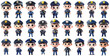 © Qstock - Cute Police Officer Cartoon Illustration Set - Transparent Background - Isolated PNG Collection
