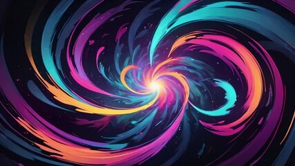 Wall Mural - hypnotic swirls of vibrant neon colors pulsating and shifting in a cosmic dance, creating an otherwo