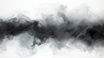 Wall Mural - Black smoke explosion on empty transparent background. Isolated abstract brush.