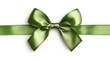 © sablengjago - Green satin ribbon tied into a bow on a white background.