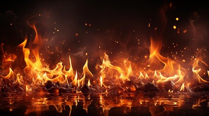 Wall Mural - Burning fire flames border transparent texture isolated