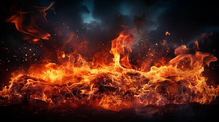 Wall Mural - Burning fire flames border transparent texture isolated