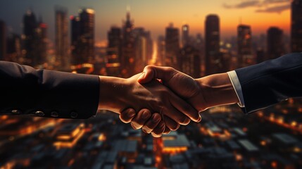 Wall Mural - businesspeople shaking hands in agreement