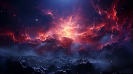 Wall Mural - cosmic background of supernova nebula and stars, glowing mysterious universe