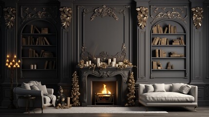 Wall Mural - contemporary room. christmas interior design background.