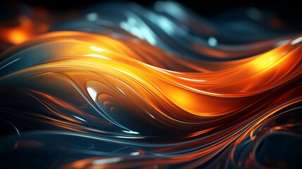 Wall Mural - orange and blue fractal background
