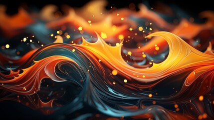 Wall Mural - orange and blue fractal background