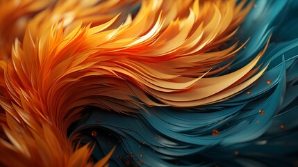 Wall Mural - orange and blue fractal background