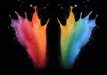 Poster - Colorful paint splatter explosion on black background