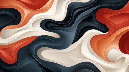 Wall Mural - wavy and swirled brush strokes vector seamless pattern. bold curved lines and squiggles ornament. bl