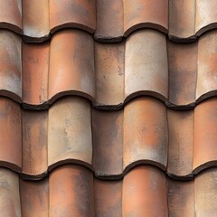 Photo of a seamless roof tile texture with traditional Spanish tiles