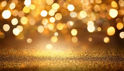 christmas golden glowing background holiday abstract glitter defocused backdrop with blinking tars and garlands blurred gold bokeh