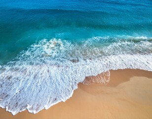 summer beautiful waves blue sea water top view from drone sea aerial view tropical nature background beautiful sea with waves splashing blue ocean wave on yellow sandy beach