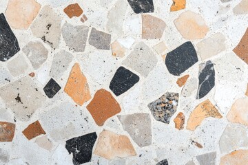 Elegant grey terrazzo texture background featuring soft rose and beige chips in a classic retro design suited for modern interiors