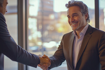 Friendly business interaction, handshake between executives