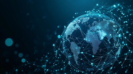 Wall Mural - digital globe with blue interconnected lines and dots