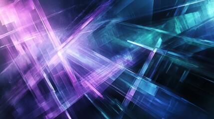 Dynamic abstract art with vibrant intersecting lines in blue and purple hues.