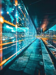 Poster - A modern logistics control center operates at night with massive screens showing live delivery and route information. Generative AI