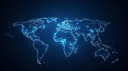 Wall Mural - abstract world map with network connections