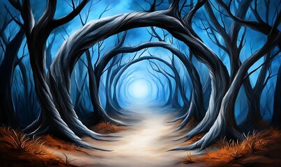 Wall Mural - A mystical path through a surreal forest