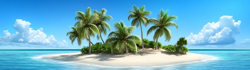 Wall Mural - tropical island with palm trees and clear blue waters