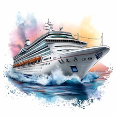 Wall Mural - A majestic cruise ship sailing through tranquil waters