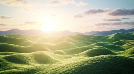 Wall Mural - Rolling Green Hills at Sunset