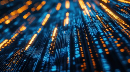 Abstract digital code with glowing lines