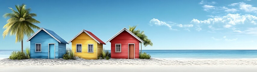 Wall Mural - colorful beach houses by the sea
