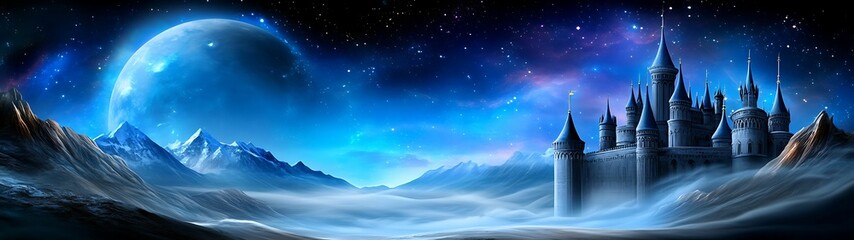 Wall Mural - Enchanted castle in a mystical landscape