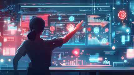 Wall Mural - digital transformation concept. system engineering