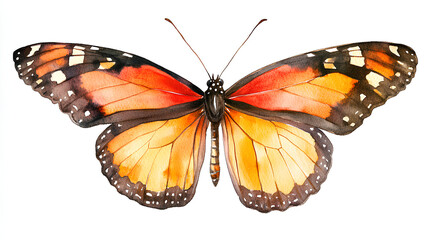 orange black butterfly illustrations for Halloween. Beautiful monarch butterfly isolated background