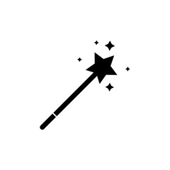 Magic wand with star vector icon.  Magic wand stick simple trendy style illustration for web and app..eps