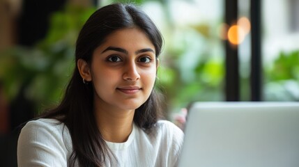 Indian woman in startup industry, depicting a young entrepreneur in a fast-paced startup environment, working with innovation and drive, representing the startup culture in India.