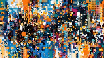 Wall Mural - Vibrant Abstract Mosaic with Geometric Shapes and Colors