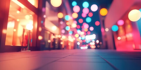 Sticker - Bokeh light effects from a shopping hall area featuring soft defocus, perfect for festive and commercial themes