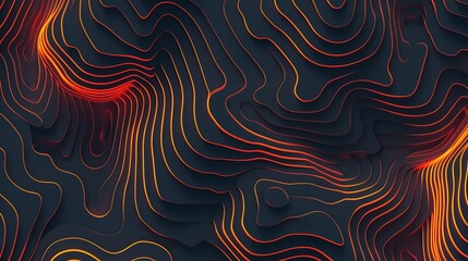 Wallpaper Abstract topographic map background glowing with orange lines