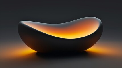 Wallpaper A black ellipsoidal object glowing with a warm light from within, casting an orange light on the surface below