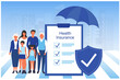 © panchanok - Insurance agent present insurance policy for family to protect from life and health accident. Health and life insurance policy, healthcare concept