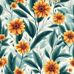 Wall Mural - Seamless floral pattern background design