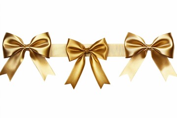 Gold ribbon with bow isolated on a white background