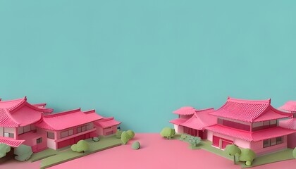 Abstract 3D cute Japanese neighborhood.