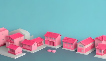 Abstract 3D cute Japanese neighborhood.