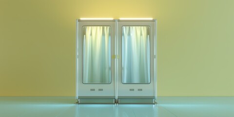 Wall Mural - A futuristic looking cabinet with glowing lights. AI.