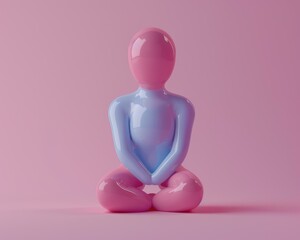 Poster - A colorful figure in a seated position. AI.