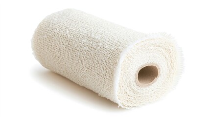 New natural medical bandage roll, eco-friendly and breathable, isolated on a clean white background. Perfect for wound care, offering comfort, protection, and support for healing. 